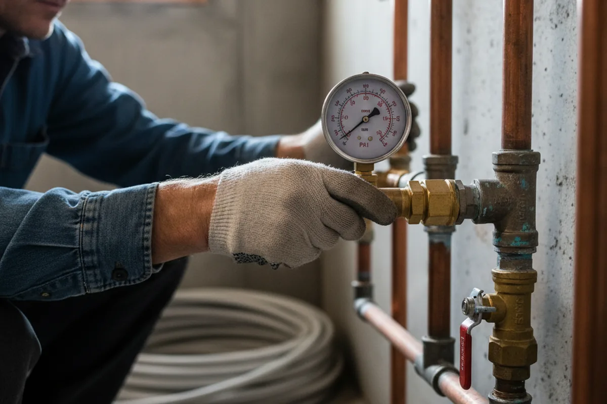 Pressure testing a repaired line during Water Line Repair in Averill Park